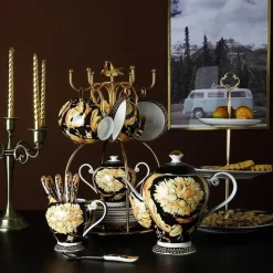 Luxuriöses Teetassen-Set aus Bone China – Elegante Kaffeetassen im europäischen Stil