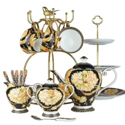 Luxuriöses Teetassen-Set aus Bone China – Elegante Kaffeetassen im europäischen Stil