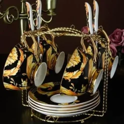 Luxuriöses Teetassen-Set aus Bone China – Elegante Kaffeetassen im europäischen Stil