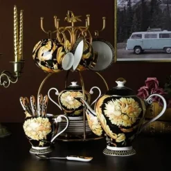 Luxuriöses Teetassen-Set aus Bone China – Elegante Kaffeetassen im europäischen Stil