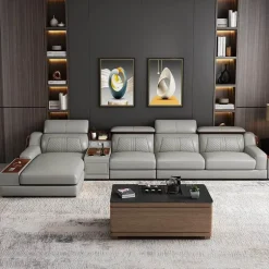 Luxury Leather Sofa Set - Elegant Multifunctional Design