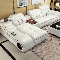 Luxury Leather Sofa Set - Elegant Multifunctional Design