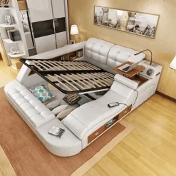 Luxury Smart Bed - Modern Leather Design for Ultimate Comfort