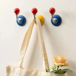 Magnetic Ceramic Wall Hooks – Retro Glossy Decorative Organizers