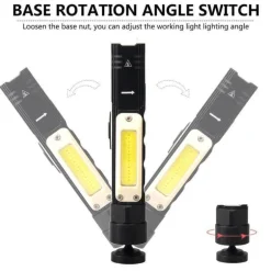 Magnetische wiederaufladbare Camping-Taschenlampe – verstellbares tragbares Außenlicht