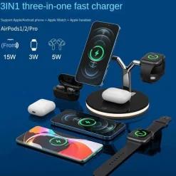 Magnetisches kabelloses 3-in-1-Telefonladegerät - Schnellladestation
