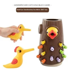 Magnetisches Spechtspielzeug – lustiges Wurmfangspiel für Kinder