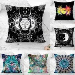 Mandala Mond Kissenbezug - Dekorativer Kissenbezug aus Polyester
