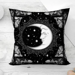 Mandala Mond Kissenbezug - Dekorativer Kissenbezug aus Polyester