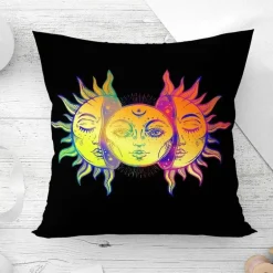 Mandala Mond Kissenbezug - Dekorativer Kissenbezug aus Polyester