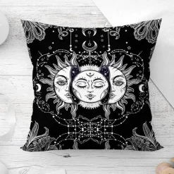 Mandala Mond Kissenbezug - Dekorativer Kissenbezug aus Polyester