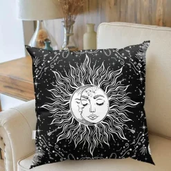Mandala Mond Kissenbezug - Dekorativer Kissenbezug aus Polyester