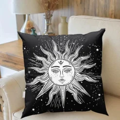 Mandala Mond Kissenbezug - Dekorativer Kissenbezug aus Polyester