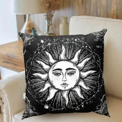 Mandala Mond Kissenbezug - Dekorativer Kissenbezug aus Polyester