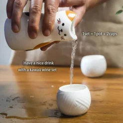 Maneki Neko Sake-Set – Lucky Cat Weingläser, Barzubehör