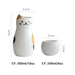 Maneki Neko Sake-Set – Lucky Cat Weingläser, Barzubehör
