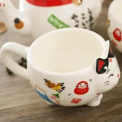 Maneki Neko Teeservice – Lucky Cat Porzellan Teekanne Tasse