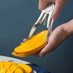 Mangospaltermesser - Würfel- und Entkernungswerkzeug aus Edelstahl