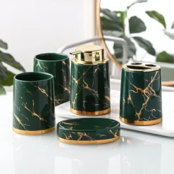 Marble Bathroom Accessory Set - Modern Stylish Decor
