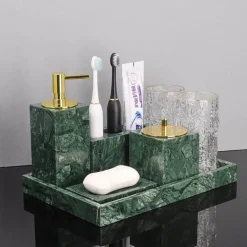 Marble Bathroom Set - Modern Stylish Accessories for Elegant Decor