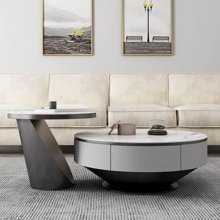 Marble Coffee Table Set - Modern Chic Stone Design