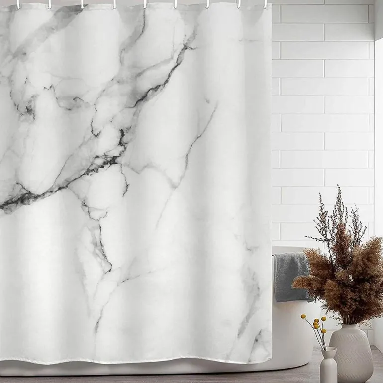 Marmor-Duschvorhang-Set – Elegantes Badezimmerdekor