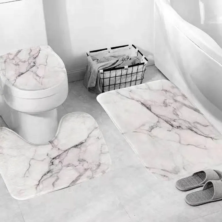 Marmor-Duschvorhang-Set – Elegantes Badezimmerdekor
