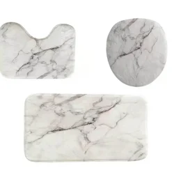 Marmor-Duschvorhang-Set – Elegantes Badezimmerdekor