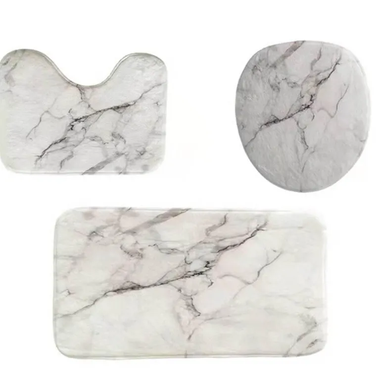 Marmor-Duschvorhang-Set – Elegantes Badezimmerdekor