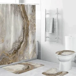 Marmor-Duschvorhang-Set – Stilvolles Badezimmerdekor
