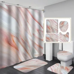 Marmor-Duschvorhang-Set – Stilvolles Badezimmerdekor