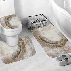 Marmor-Duschvorhang-Set – Stilvolles Badezimmerdekor