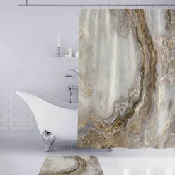 Marmor-Duschvorhang-Set – Stilvolles Badezimmerdekor