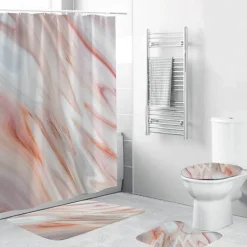 Marmor-Duschvorhang-Set – Stilvolles Badezimmerdekor