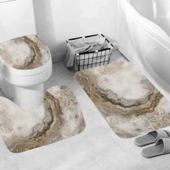 Marmor-Duschvorhang-Set – Stilvolles Badezimmerdekor