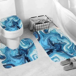 Marmor-Duschvorhang-Set – Stilvolles Badezimmerdekor