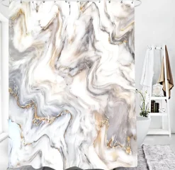 Marmor-Duschvorhang-Set – Stilvolles Badezimmerdekor