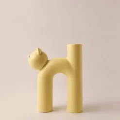 Marmorierte Katzenvase aus Porzellan – dekorativer Katzen-Übertopf