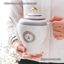 Marokkanisches Porzellan-Teeservice – Elegante Teekanne und Teetassen