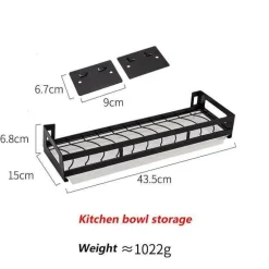 Mattschwarze Küchenaufbewahrung aus Metall ohne Bohren