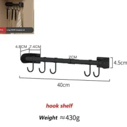 Mattschwarze Küchenaufbewahrung aus Metall ohne Bohren