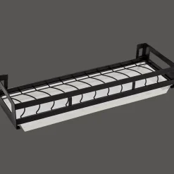 Mattschwarze Küchenaufbewahrung aus Metall ohne Bohren