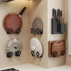 Mattschwarze Küchenaufbewahrung aus Metall ohne Bohren