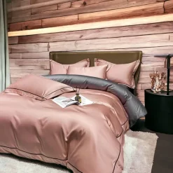 Mauvefarbenes Bettlakenset aus ägyptischer Baumwolle – Luxuriöse Bettwäsche