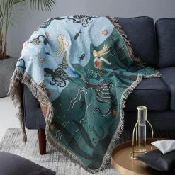Meerjungfrau Strickdecke - Gemütliche nordische Decke für die Inneneinrichtung