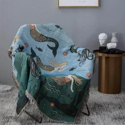 Meerjungfrau Strickdecke - Gemütliche nordische Decke für die Inneneinrichtung