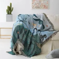 Meerjungfrau Strickdecke - Gemütliche nordische Decke für die Inneneinrichtung