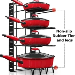 Mehrstufiger, verstellbarer Pfannen-Organizer für die Küche – platzsparendes Kochgeschirrregal