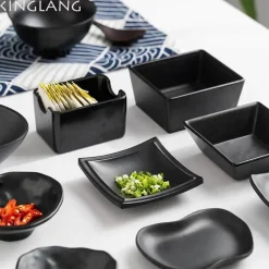 Melamin-Dip-Saucenschalen-Set - Schwarz, 4er-Pack