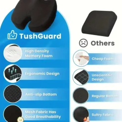 Memory Foam Sitzauflage – Bequem, Rutschfest für Büro & Auto